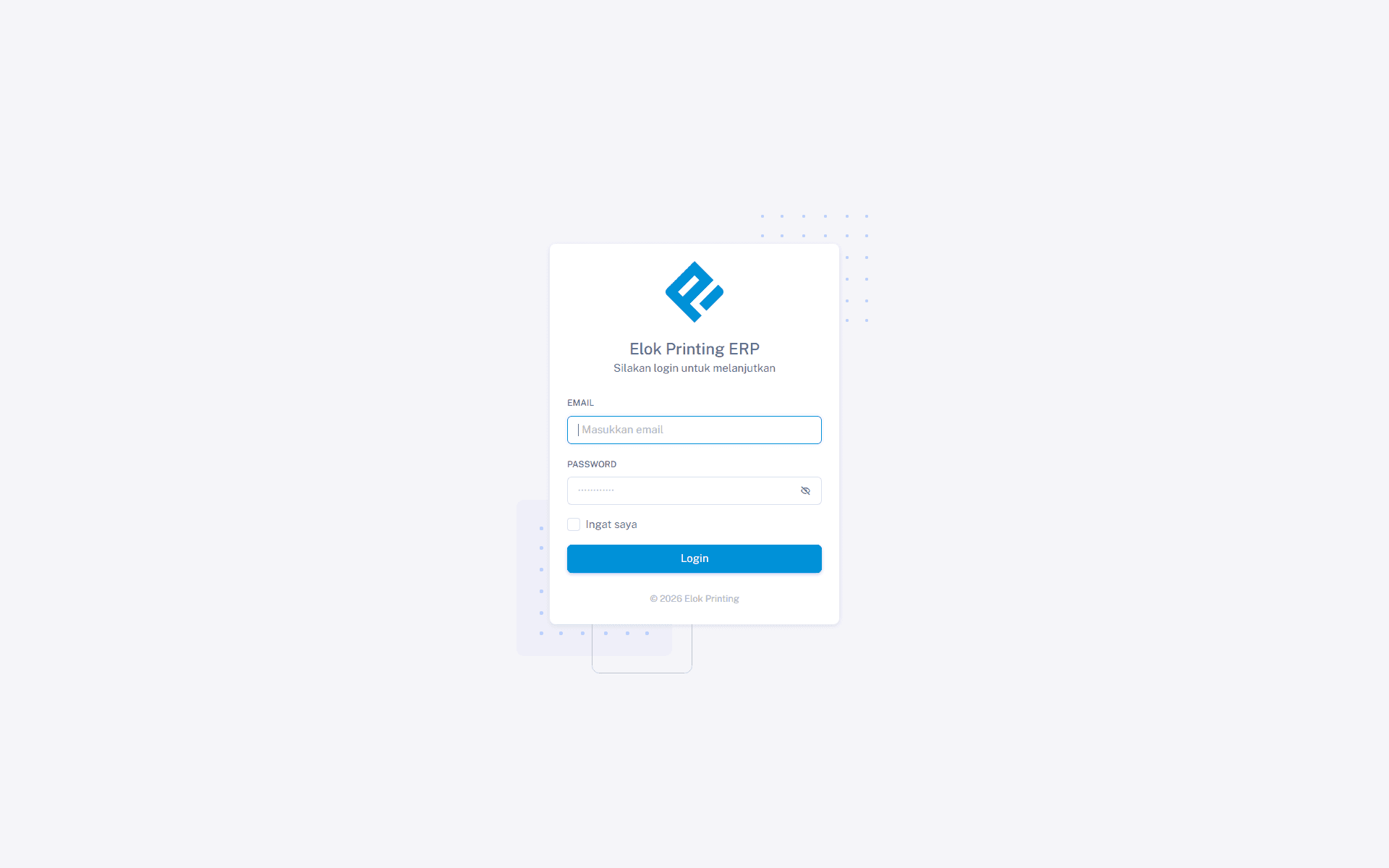 Internal ERP — Elok Printing